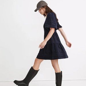 Madewell Corduroy Tiered Mini Dress navy Sz Medium  NWT